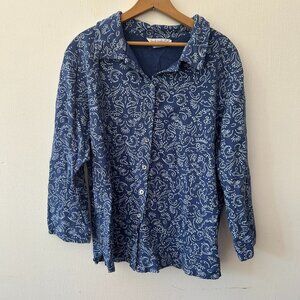 Fresh Produce Cardigan Jacket Womens XL Blue Nautical Button Front Collared